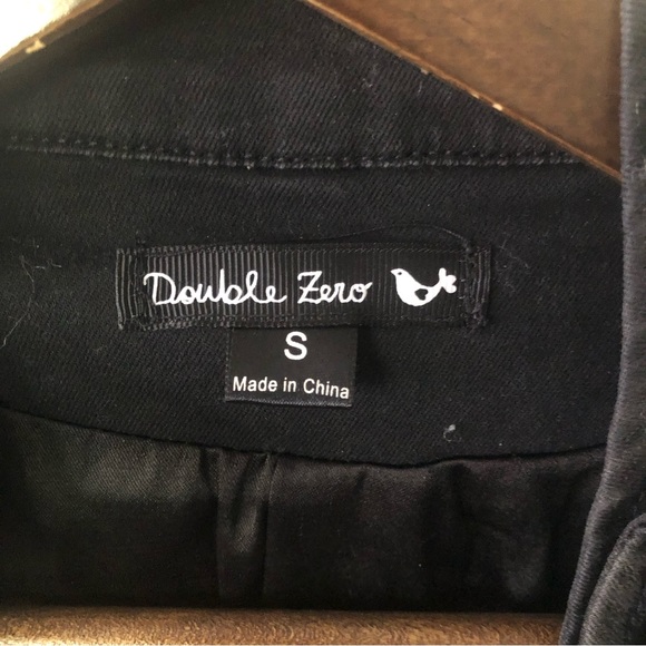 Double zero studded zipper denim Moto jacket distressed look black and grey - Picture 2 of 4